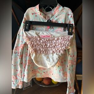 Three size 6 rashguard with matching bottom swimsuits
